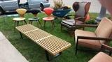 George Nelson slat bench and Norman Cherner Plycraft chairs 