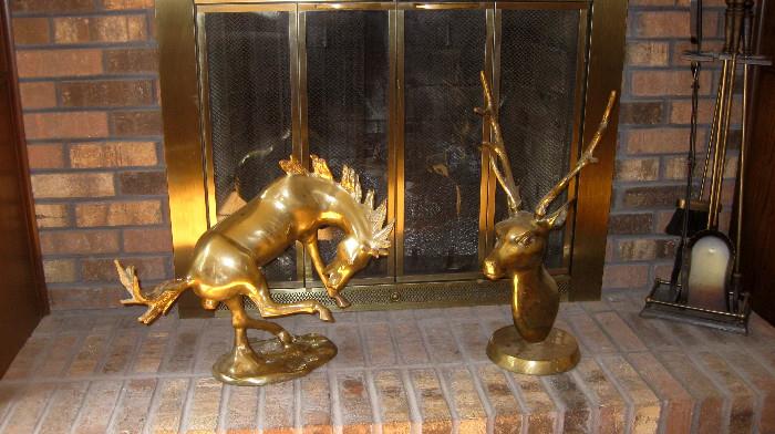 Brass Horse and Deer bust.