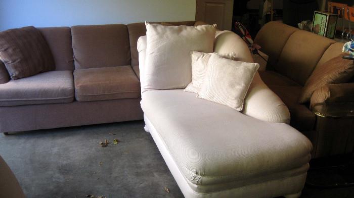 Chaise and 2 sofas