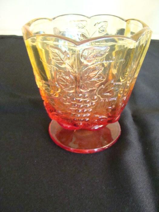 Vintage Amber & Red flashed Vase 