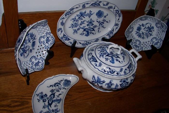 Just a few of the serving pieces available with the Blue Danube china