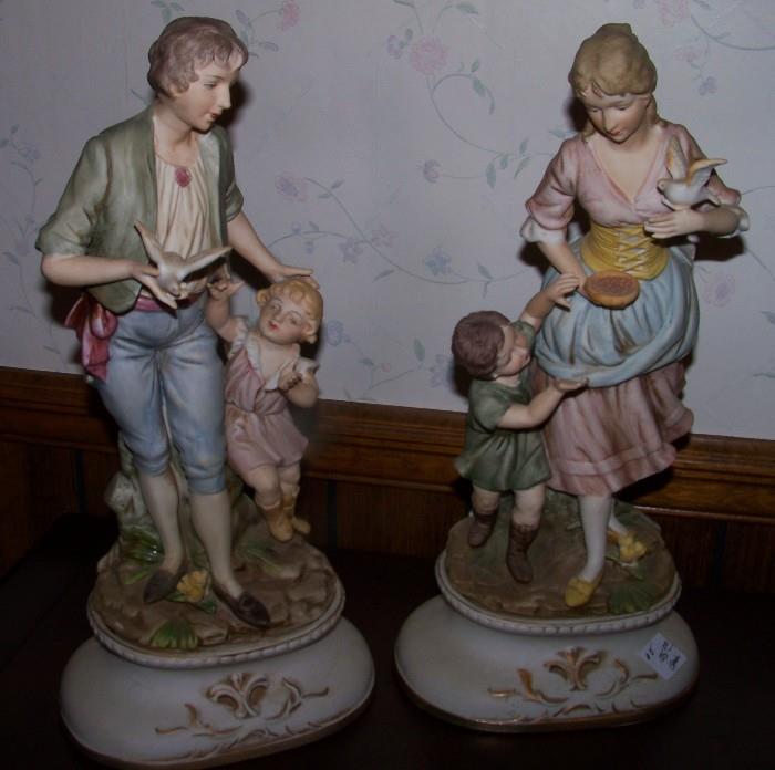 Beautiful pair of bisque figurines - approximately 10" in height