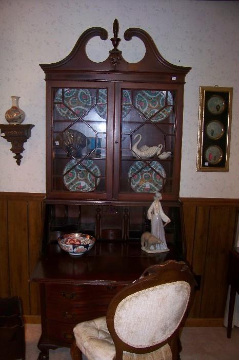 View of the secretary - also shown is one of the Lladro figures