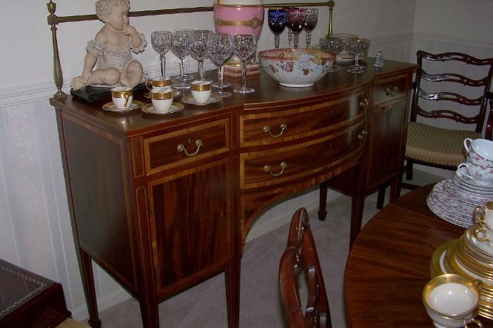View of the sideboard with brass gallery
