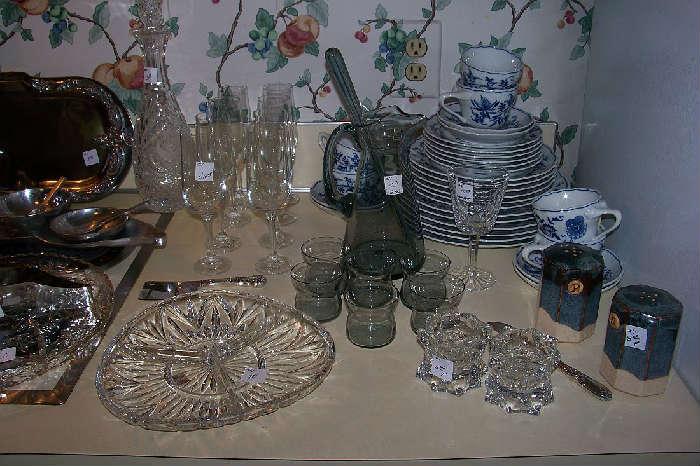 Items in the kitchen - one set of Blue Danube in the background - This is a service for 6 - we have another set which is a service for 8 - also in the Blue Danube, there are many serving pieces