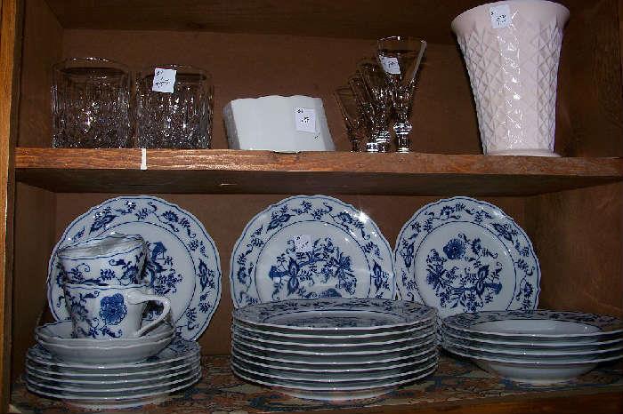 Shown are 11 dinner plates in Blue Danube - two cups and saucers, 5 salad bowls and 4 soup bowls -plates are priced as a unit - as are the other pieces