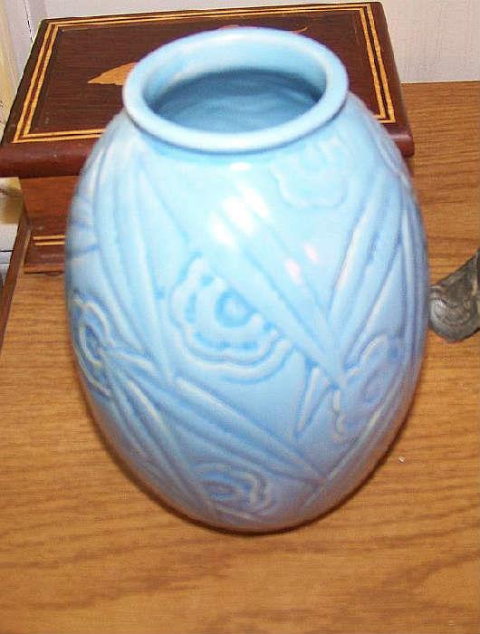 Blue vase- signed Weller on the base