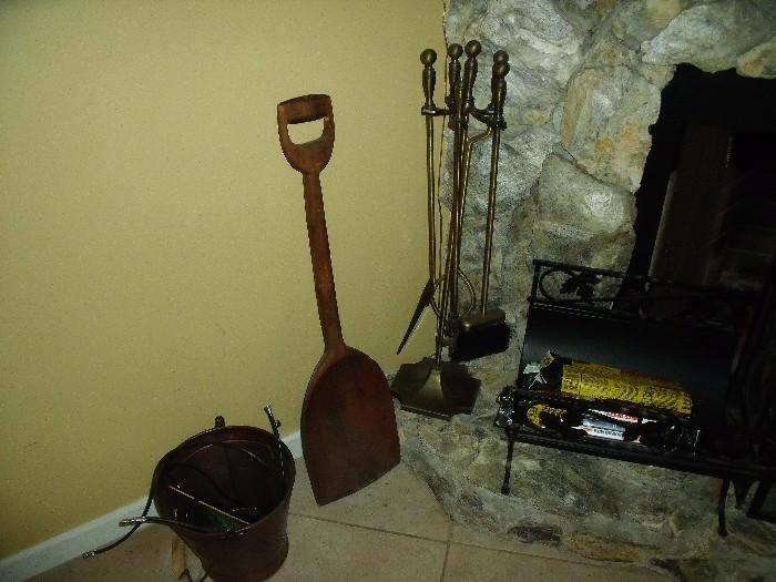 Detail of tools etc by fireplace