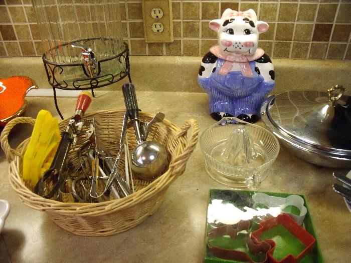 Kitchen with cute pig cookie jar