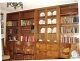 THREE PIECE BOOKCASE WITH CABINETS UNDERNEATH - 92" HIGH AND 14" DEEP - END PIECES ARE 70" WIDE, CENTER PIECE IS 40" WIDE - WILL SPLIT