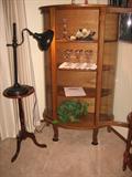 Wood and Curved Glass Curio China Cabinet