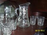 CRYSTAL PITCHER WITH 4 TUMBLERS