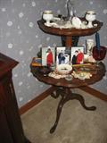 Two tiered pie table - inlaid wood!