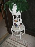 Large white wicker plant stand!