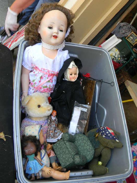 vintage dolls artist bears, doll house furniture