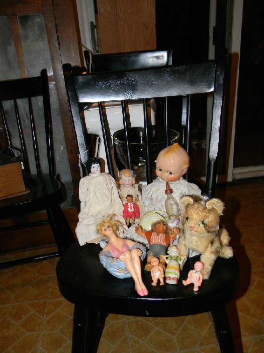some of the dolls, stuffed animals