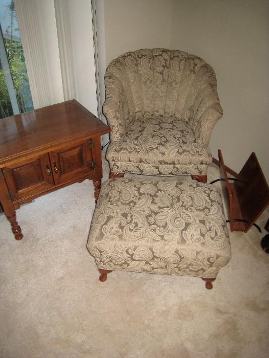 Chair with ottoman, magazine rack, side table