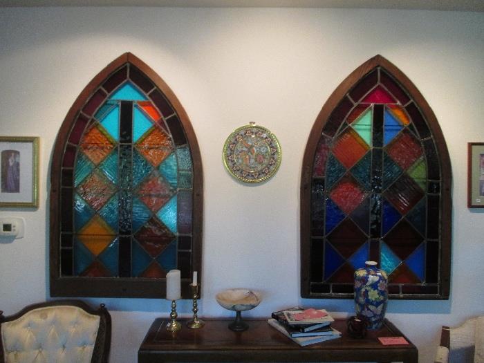 Stained glass windows from Catholic Church in Indianapolis