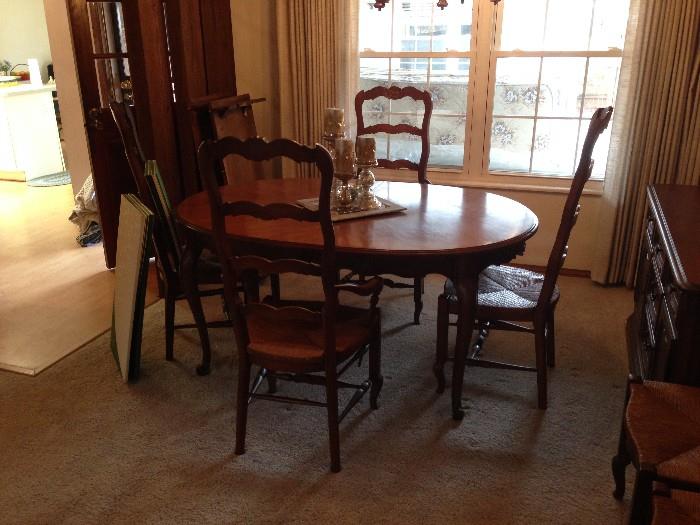 dining room table and chairs with buffet; padding included