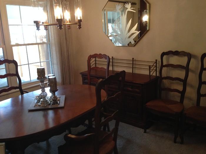 dining room table and chairs with buffet