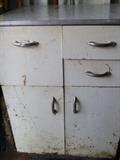 Very cool Formica-topped metal kitchen cabinet circa 1940.