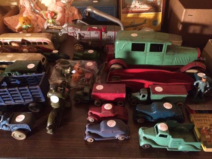 Huxley, Arcade, Tootsie antique toy cars and trucks