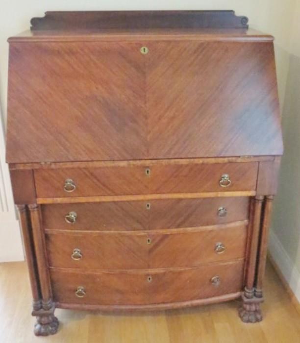Beautiful drop front secretary with claw feet.  Great condition.