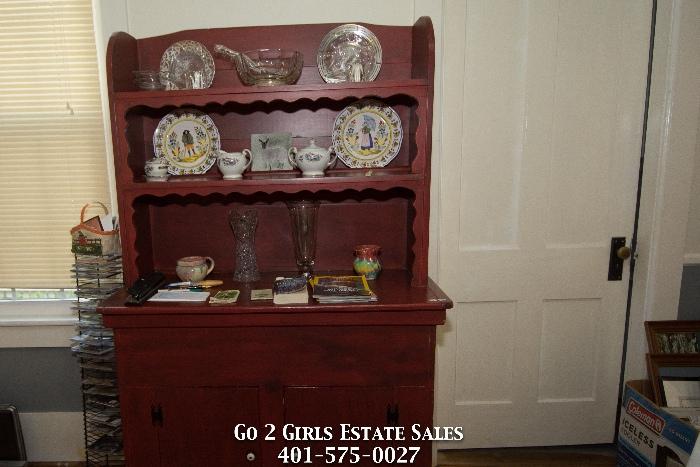 Antique Red China Cabinet