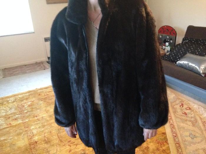 GORGEOUS REVERSIBLE LEATHER AND MINK COAT RETAIL $2,500