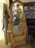 Antique English Pine Mirror entry cabinet with umbrella stand/seat, lovely condition 380.