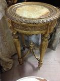 gold leaf table with stone top 