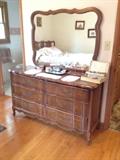 5 pc full size bedroom set ~ bed, dresser, chest of drawers, night stand, sitting bench