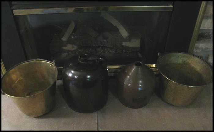 Brass buckets and ceramic jugs