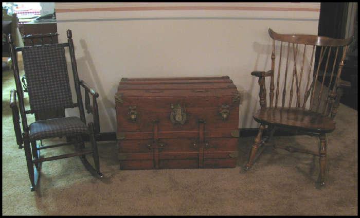 Antique chest. Rocking chairs