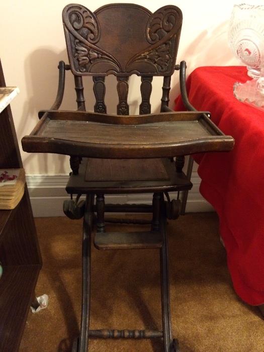 Beautiful Antique highchair.. $ 125 , marked down to $95.