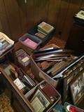 Frames and boxes of sheet music..