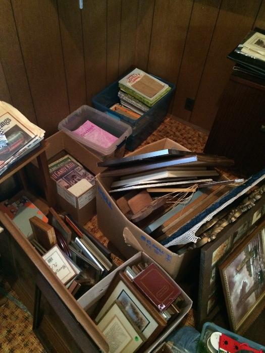 Frames and boxes of sheet music.. 