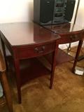 Pair of end tables, glass top.. $125