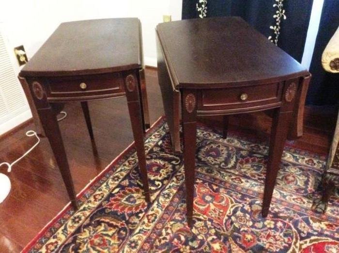 Pair of 1 Drawer Mahogany End Tables