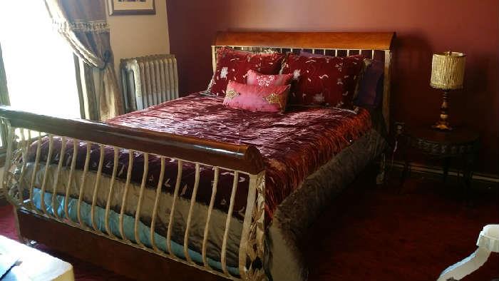 Gorgeous wood and metal queen bed