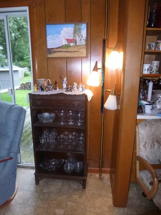 Book case and vintage lamp