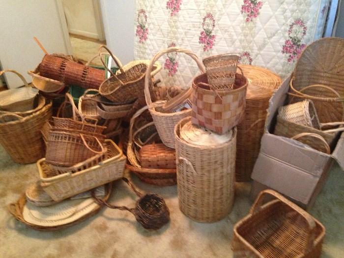 Large assortment of baskets - many vintage and oversize