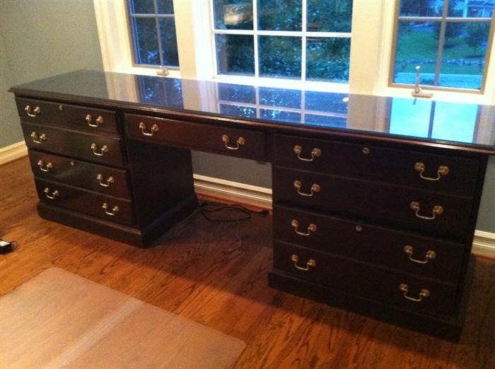 Stickley 90 inch credenza with glass top