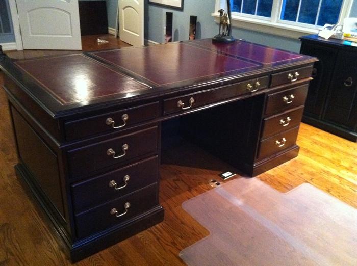 Stickley 72 inch leather top partners desk