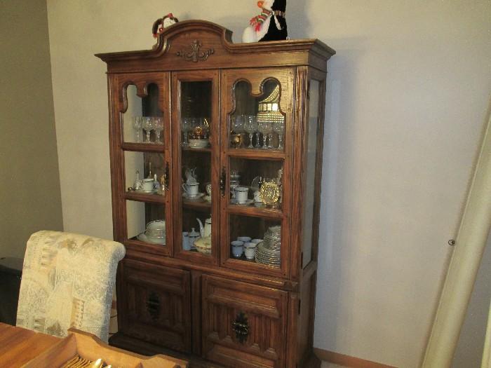 hutch with large glass, porcelain and other collections! HUTCH - $150