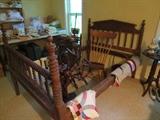 Early Rope Bed, Yarn Winder and Flax Spinning Wheel 