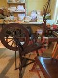 Nice Fancy Painted Flax Spinning Wheel, Complete with a true wheel 