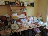 Misc Linens including Table Cloths, Sheets, Pillowcases, Blankets Handy Work Pieces 