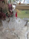 Super Cut Glass Wine Decanter and Goblets 