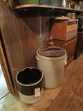 Pair of Antique Crocks, 4 Gallon and 15 Gallon w Lid 